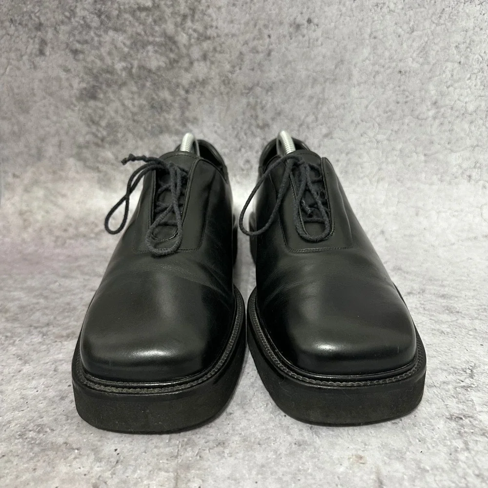 Mezlan Rodan Oxfords Mens 9.5 Black Leather Square Toe Lace Up Platform Spain